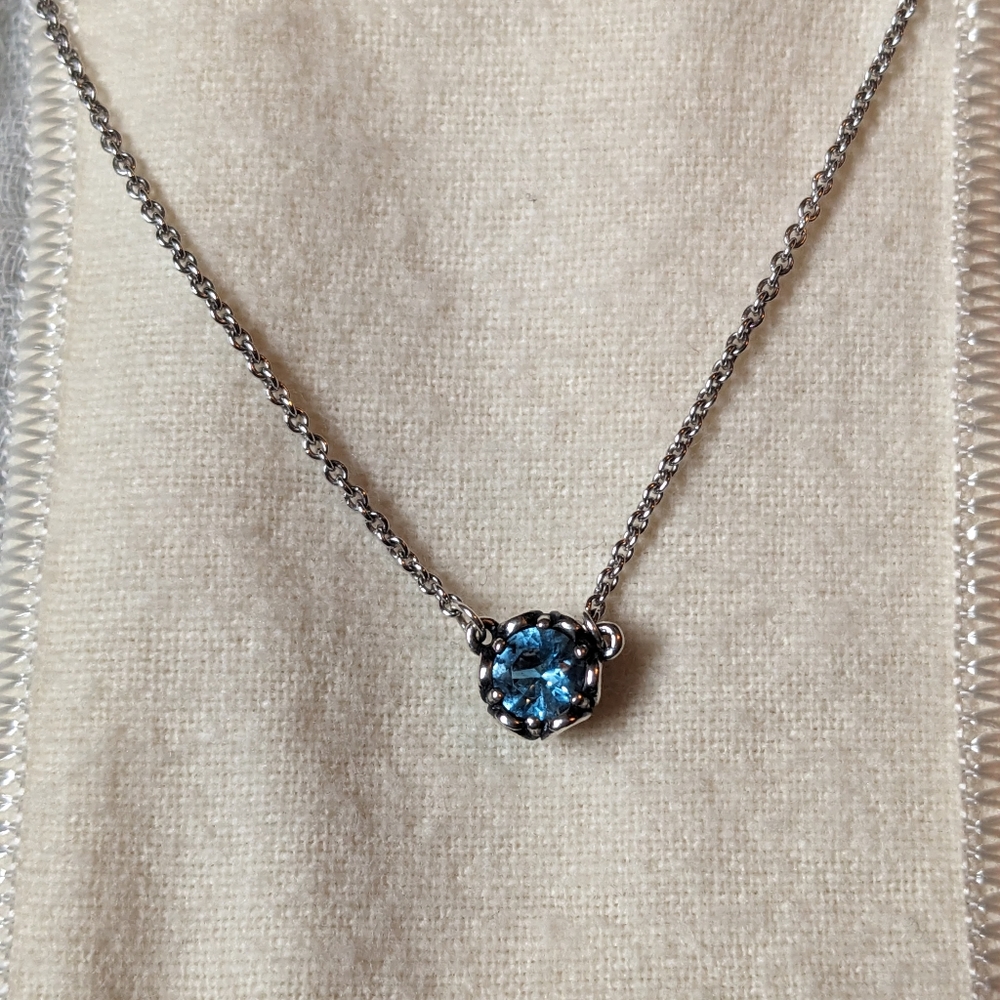 James Avery Cherished Birthstone Necklace in Sterling Silver with Blue Topaz